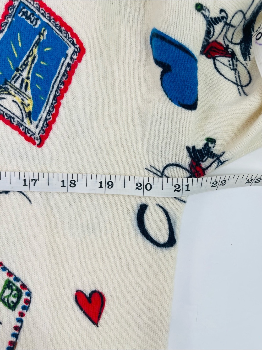 Boden Cream Sweater with Parisian Postcard Print NWOT - Picture 6 of 10